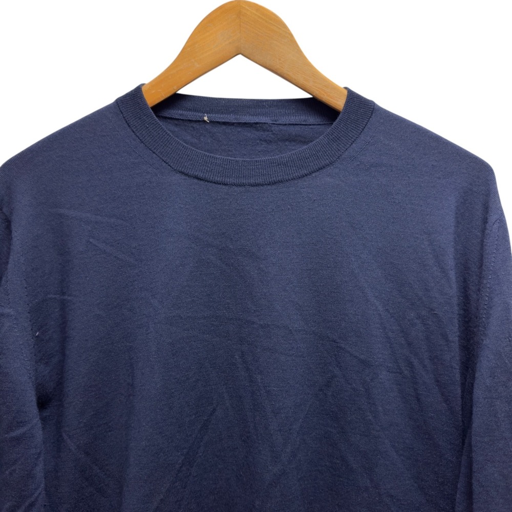 Ermenegildo Zegna Men's Medium Navy Blue Wool Cashmere Knit Crewneck Sweater euc